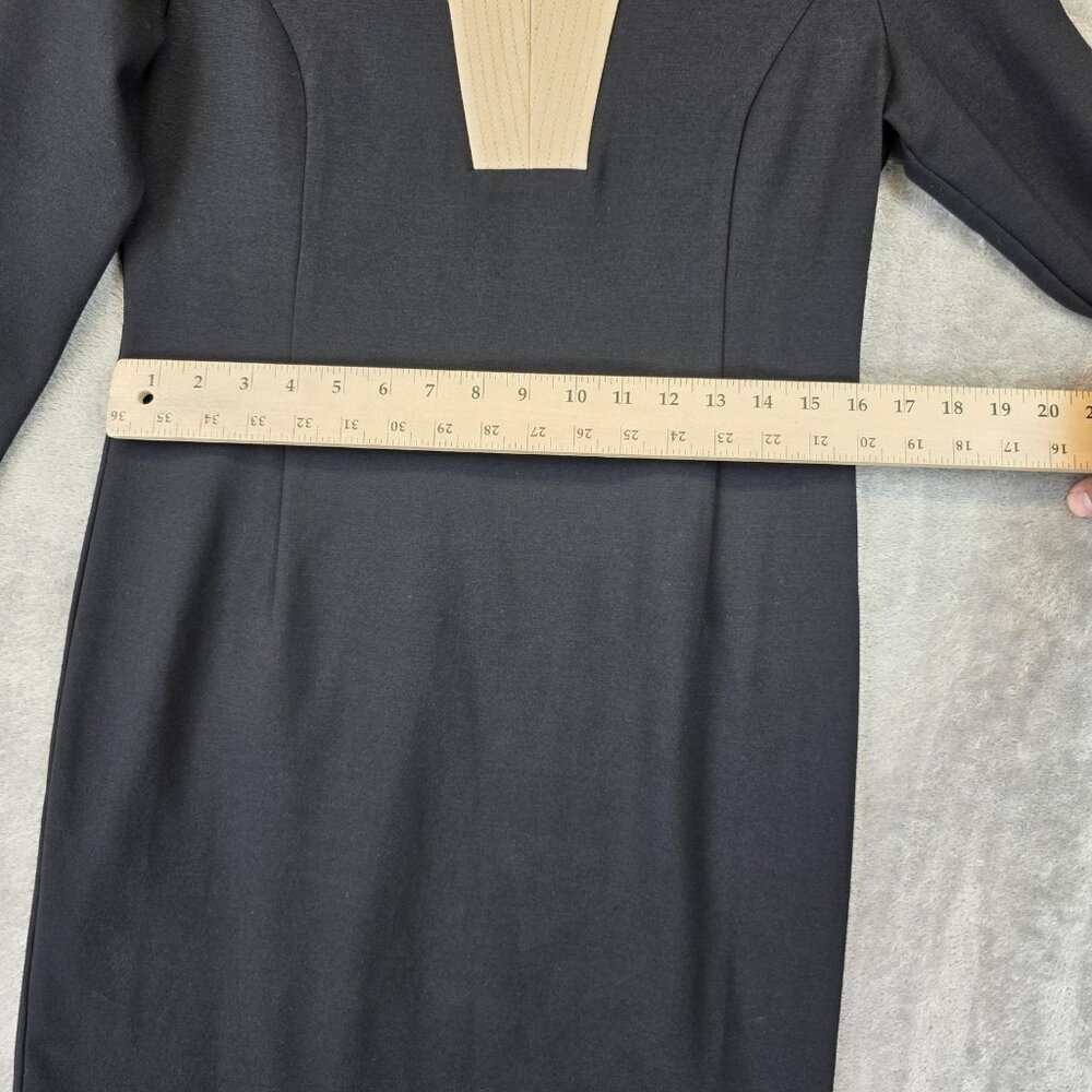 Talbots Dress Womens 4P Black Beige Sheath Ponte Knit 3/4 Sleeve Career Work - Picture 6 of 11